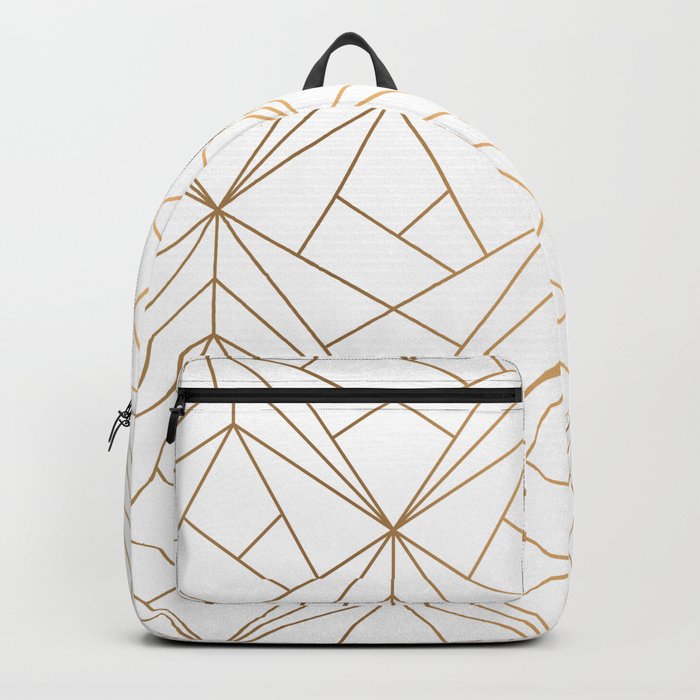 Geometric Gold Pattern With White Shimmer Backpack