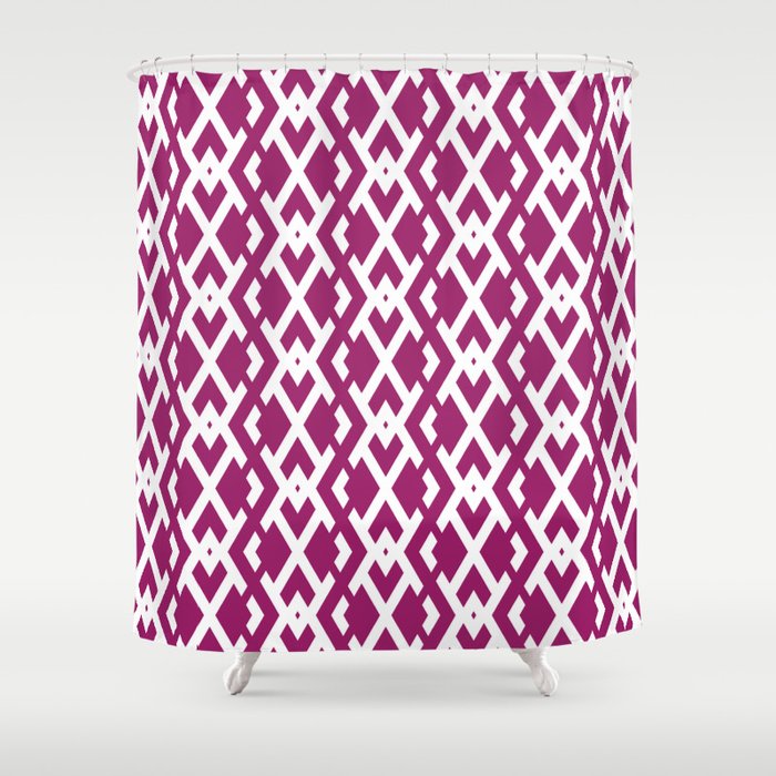 Magenta and White Diamond Vertical Zig Zag Pattern - Colour of the Year 2022 Orchid Flower 150-38-31 Shower Curtain