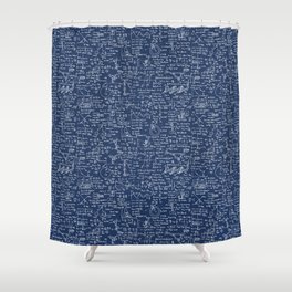 Physics Equations // Navy Shower Curtain