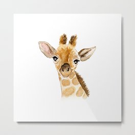 Watercolor Giraffe Metal Print