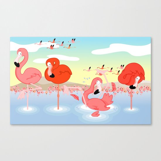 flamingos Canvas Print