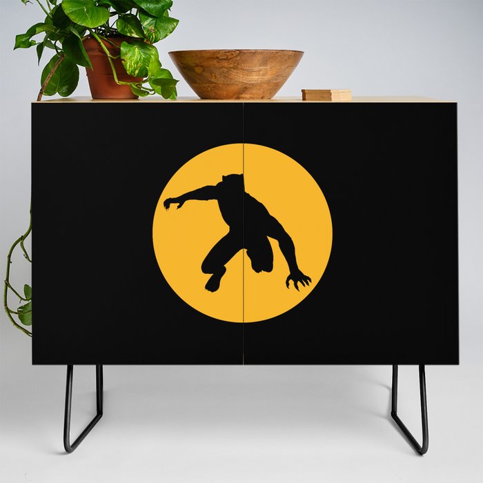 A Panther in a yellow circle Credenza