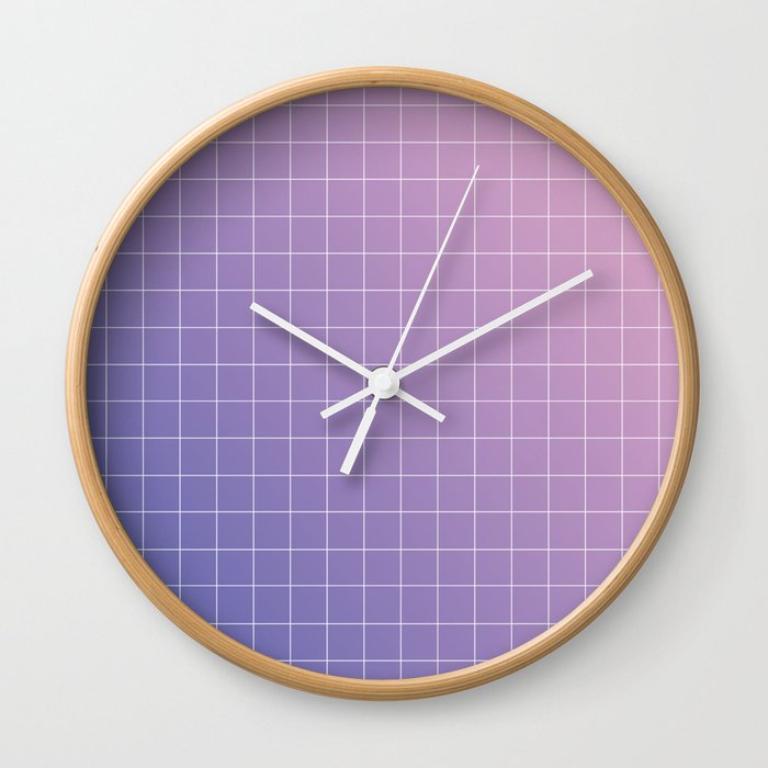 purple / pink - grid Wall Clock