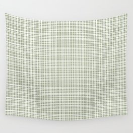 Fine Weave Retro Mid Century Modern Minimalist Woven Line Pattern in Sage Green and White Wall Tapestry