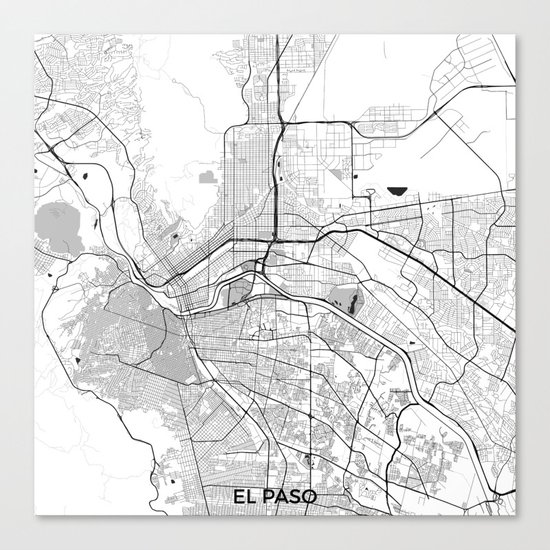 El Paso Map Gray Canvas Print