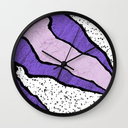 Torn Abstract Art 06 Wall Clock | Purple, Abstract, Tribal, Splash, Mix, Brush, Folk, Painting, Drop, Blackandwhite 