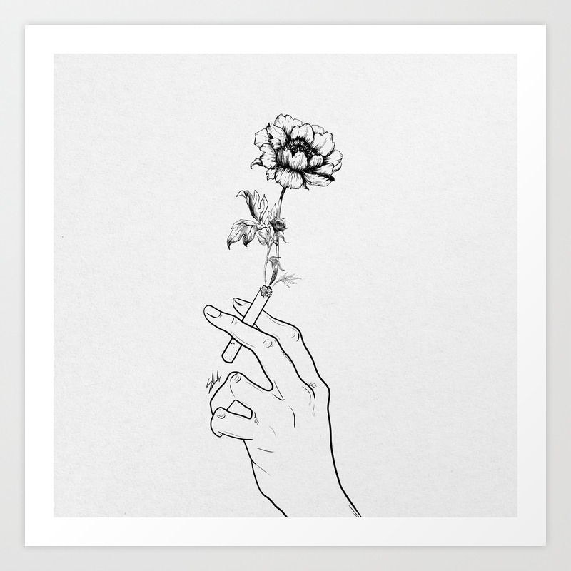 Flowery Cigarette Art Print By Moesalah Society6