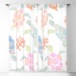 Turtles in coral reef Blackout Curtain