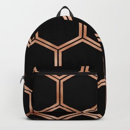Black onyx copper hexagons Backpack