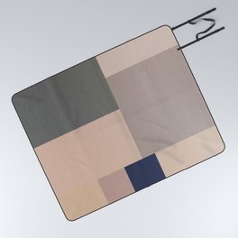 Minimal Bauhaus Geometry Study 2. Natural & Blue Picnic Blanket