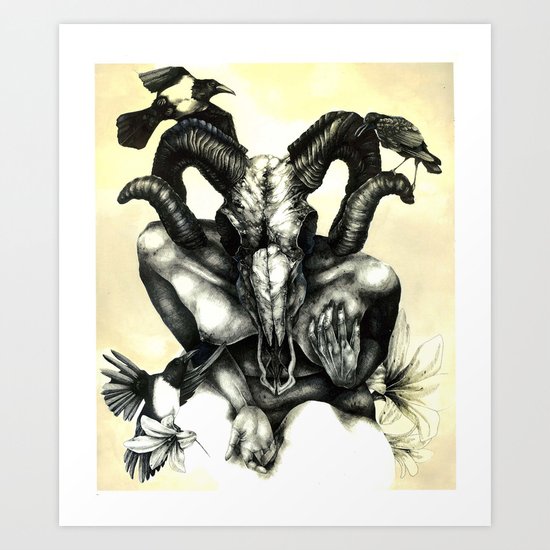The Ram and the Crows Art Print