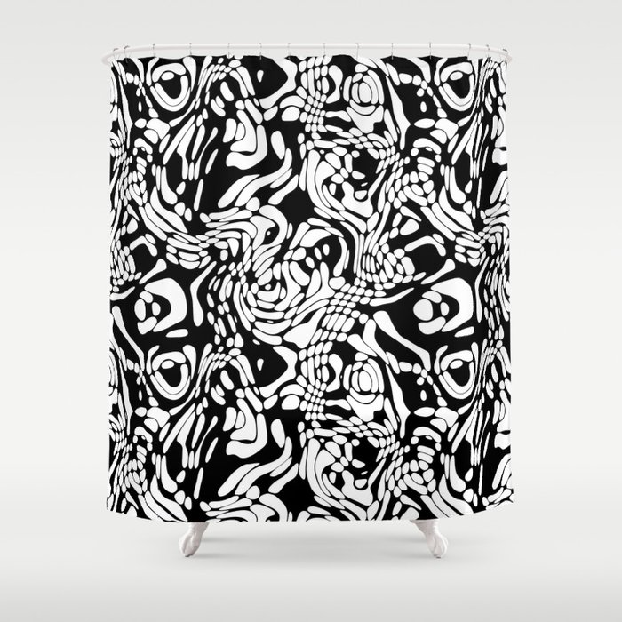 Black And White Odd Shape Pattern Shower Curtain