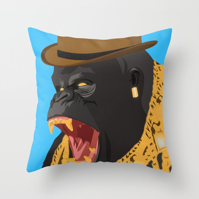 Gorilla gangster mafia style Throw Pillow