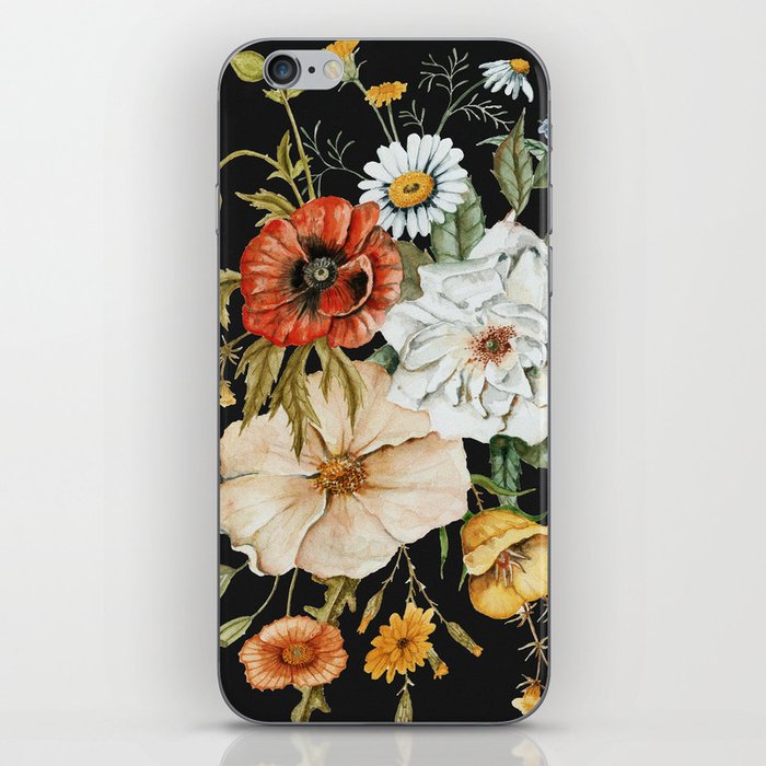 Wildflower Bouquet on Charcoal iPhone Skin