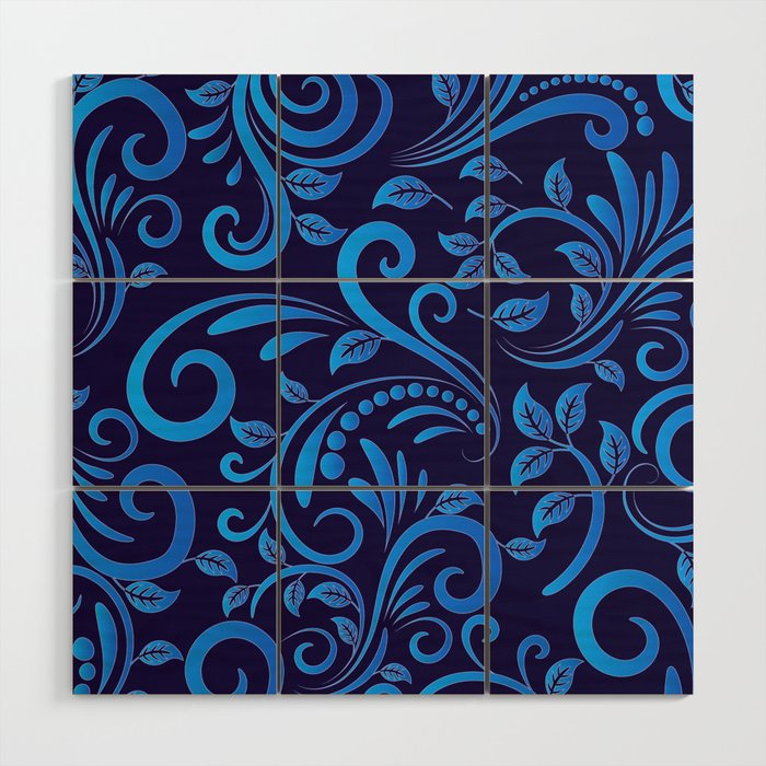 Blue & Black Color Funar Gradient Design Wood Wall Art