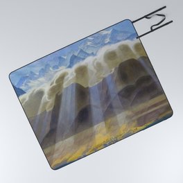 Sun Over Southern Mountains and Sea landscape by Jens Ferdinand Willumsen Picnic Blanket