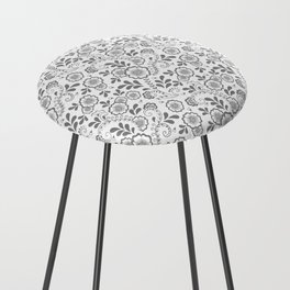 Grey Eastern Floral Pattern  Counter Stool