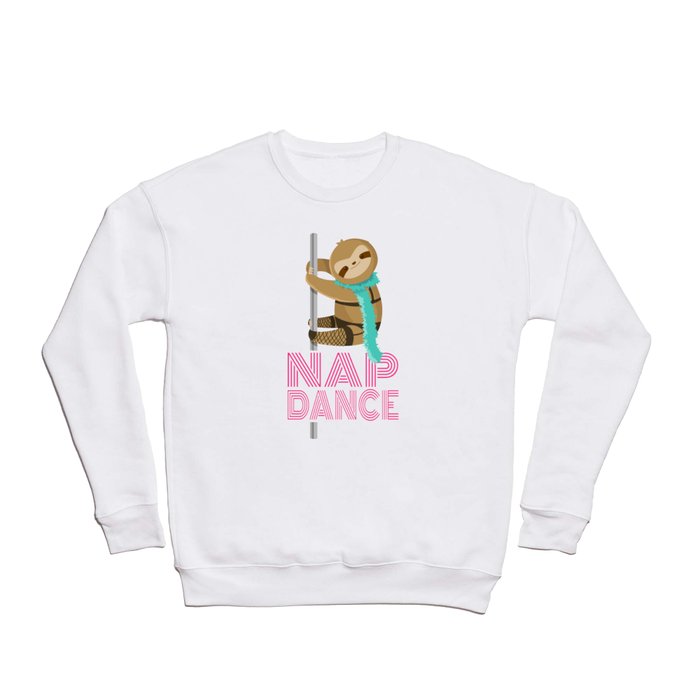 Funny Nap Dance Neon Sign Cute Sloth Pole Dancer Crewneck Sweatshirt