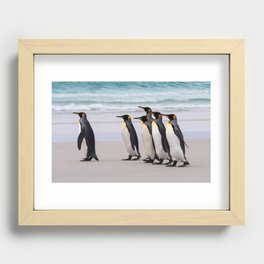 King Penguins on the Beach Recessed Framed Print