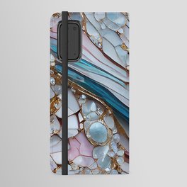 Pastel Marble Layers with Pearls and Rhinestones Android Wallet Case