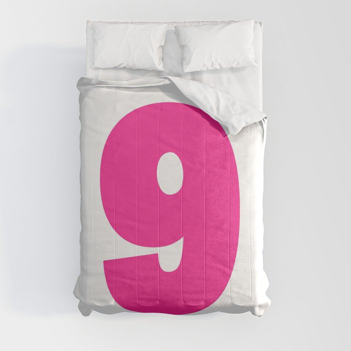 9 (Dark Pink & White Number) Comforter