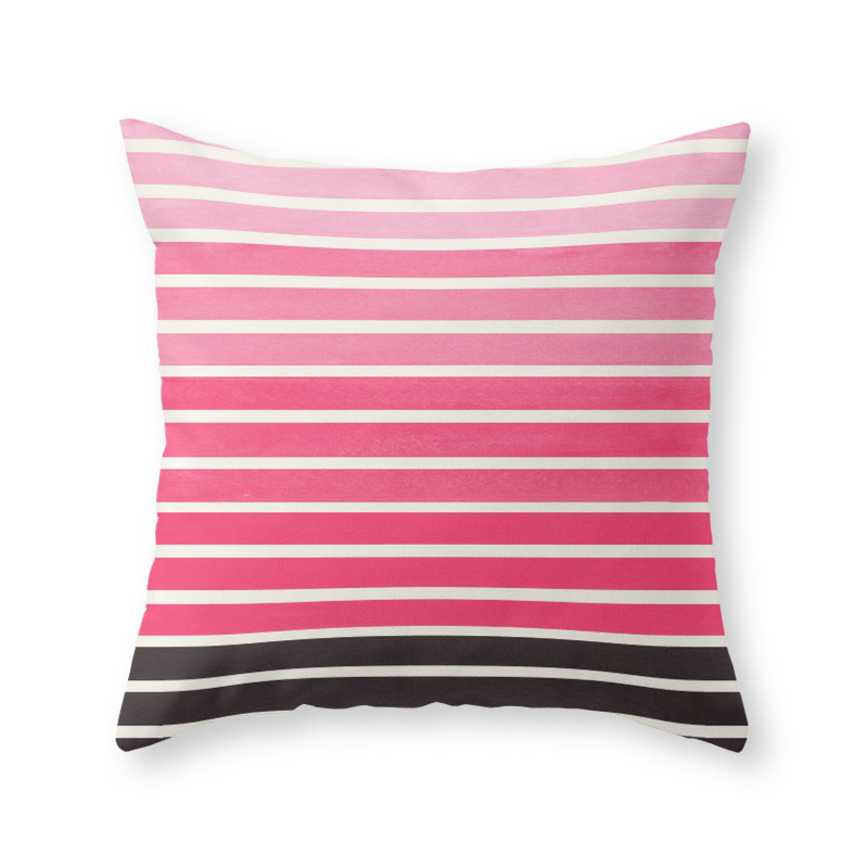 Pink Minimalist Abstract 15 Stripes Watercolor Gradient Throw Pillow by incamodern