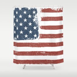 American Flag Grunge Background. Raster version. Horizontal orientation. Shower Curtain
