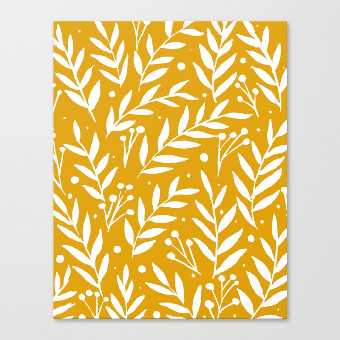 Festive branches - yellow ochre Canvas Print