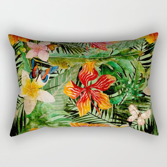 Tropical Vintage Exotic Jungle Flower Flowers - Floral watercolor pattern Rectangular Pillow