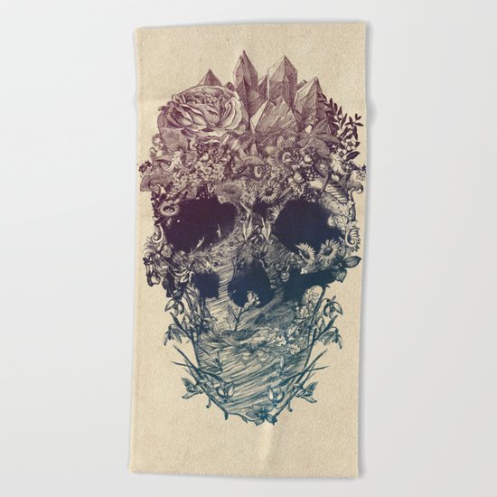 Skull Floral Beach Towel