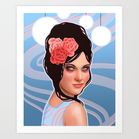 Retro Dancer with Beehive Hairdo Art Print
