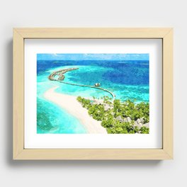 Watercolor Maldives Resort Recessed Framed Print