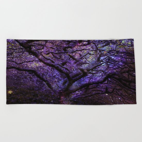 Mystic Tree of Knowledge Purple Beach Towel