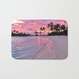 SUNSET AND PALM TREES Bath Mat | Digital Manipulation, Sea, Nature, Wild, Ocean, Clouds, Beach, Color, Film, Palmtrees 