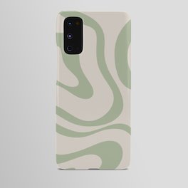 Liquid Swirl Abstract Pattern in Almond and Sage Green Android Case