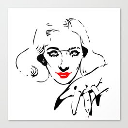 Fashion illustration of the beautiful pinup young girl face Canvas Print