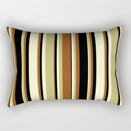 [ Thumbnail: Dark Khaki, Brown, Black, and Light Yellow Colored Stripes Pattern Rectangular Pillow ]