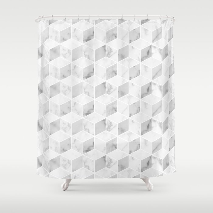 MARBLE GEO CUBES Shower Curtain