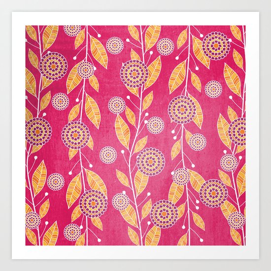Pomegranate Paradise (Distressed) Art Print