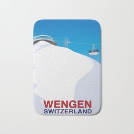 Wengen Bath Mat | Cable Car, Graphicdesign, Mountains, Alps, Illustration, Alp, Digital, Switzerland, Ski, Vintage Ski Poster 
