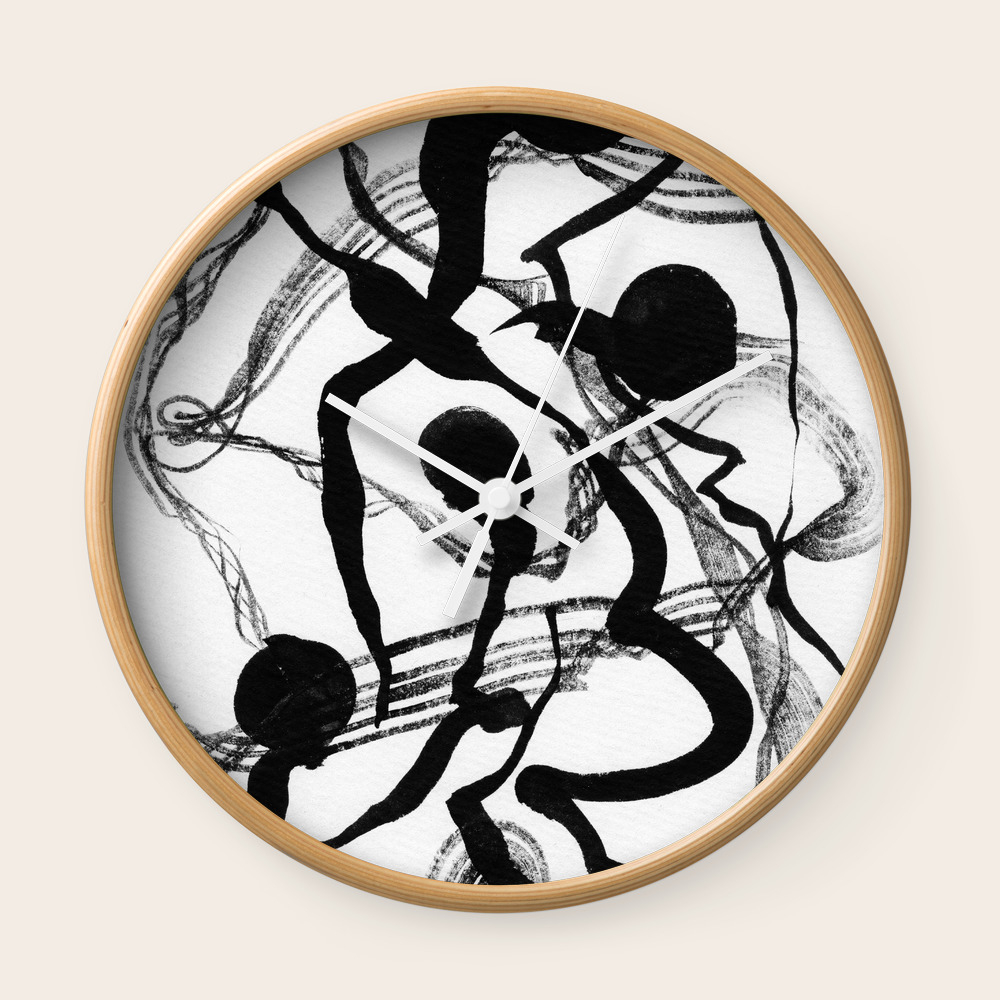 Abstract Black Strokes Wall Clock By Printsproject Society6