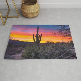 Land of Giants - Saguaro Cactus at Sunrise in the Sonoran Desert Area & Throw Rug