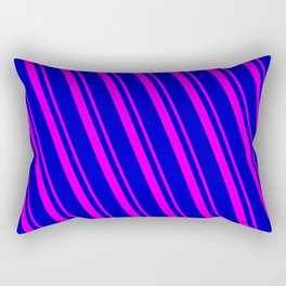 [ Thumbnail: Blue and Fuchsia Colored Striped Pattern Rectangular Pillow ]