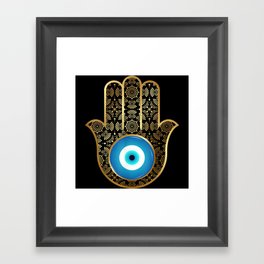Evil Eye Amulet Hamsa Hand Mandala Framed Art Print