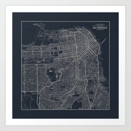San Francisco Map in Navy Blue Art Print