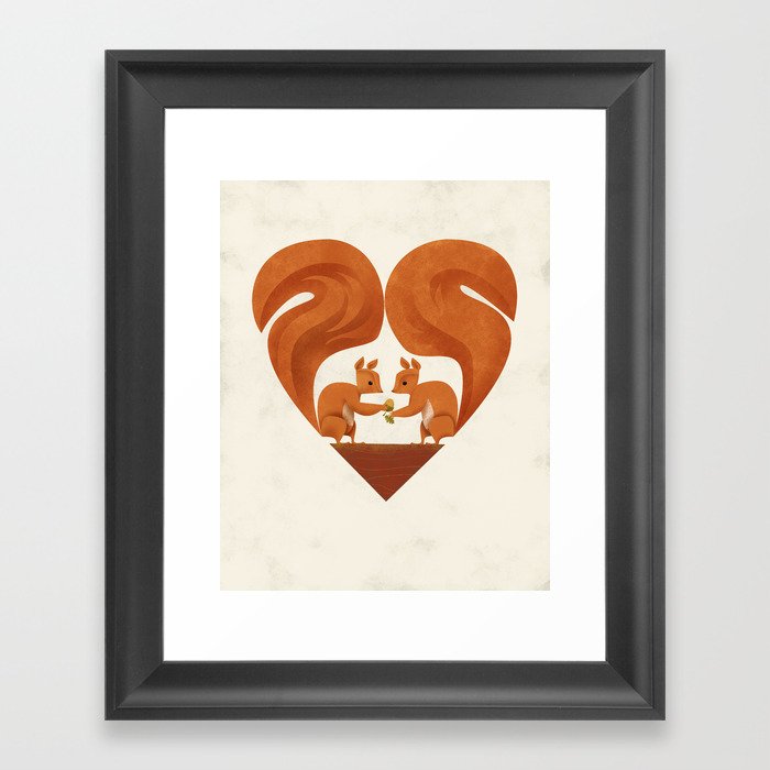 Love Heart Squirrels Framed Art Print