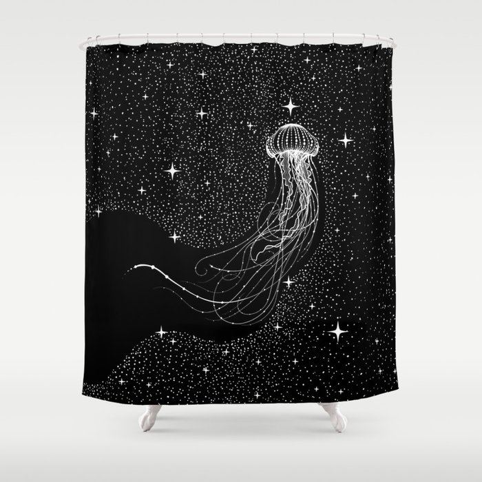 starry jellyfish (Black Version) Shower Curtain