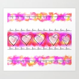 More Hearts Art Print | Happy, Colour, Hearts, Color, Pink, Digital, Valentine, Love, Romance, Radka 