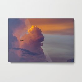 Glowing Escape Metal Print | Air, Vietnam, Cloud, Sunset, Airplane, Sky, Travel, Plane, Digital, Clouds 