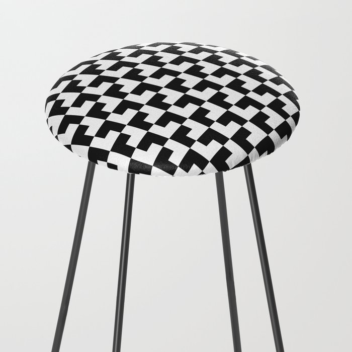 Black and White Tessellation Pattern - Graphic Design Counter Stool